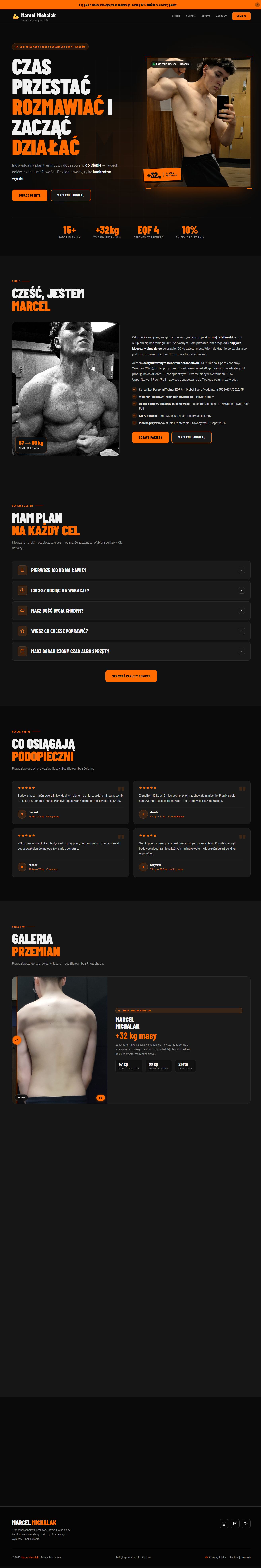 Landing page Marcel Michalak — trener personalny, Kraków